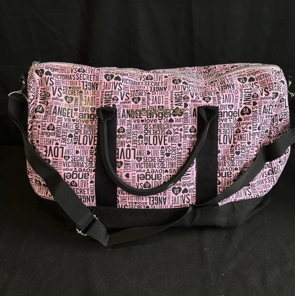 Victoria's Secret Pink Duffle Bag Travel Tote & Case Pink Black Bag 20” - Picture 1 of 4